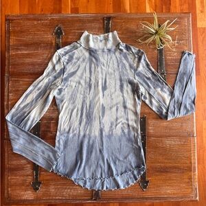 We The Free Blue and Cream Mock-Neck Turtleneck